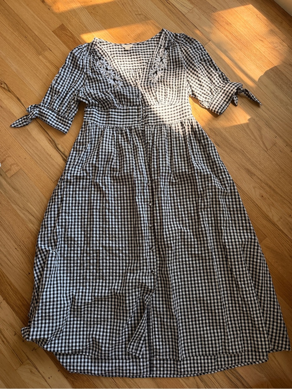 Monsoon Black and White Gingham V-Neck Maxi Dress